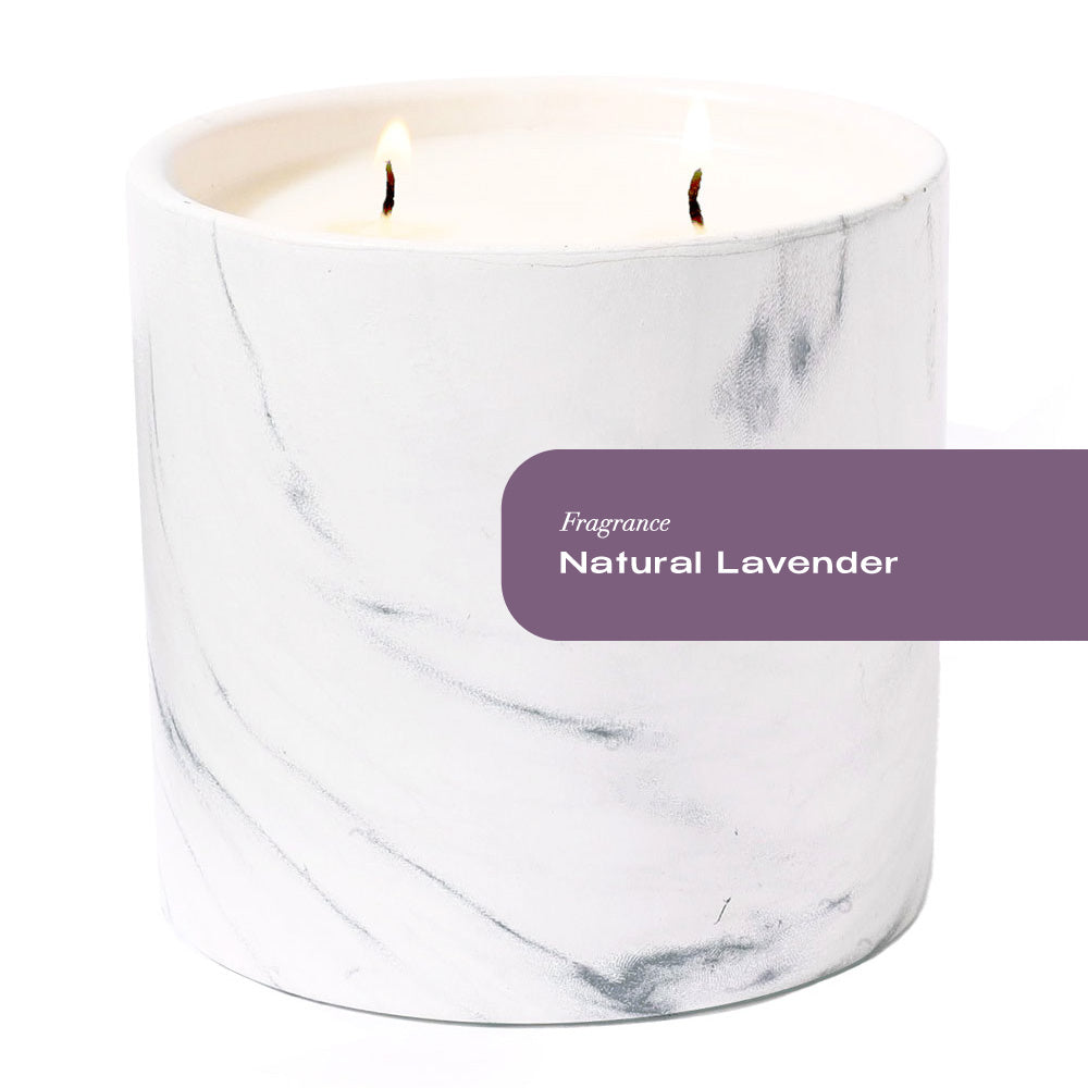 Natural Lavender White Marble Candle 17oz