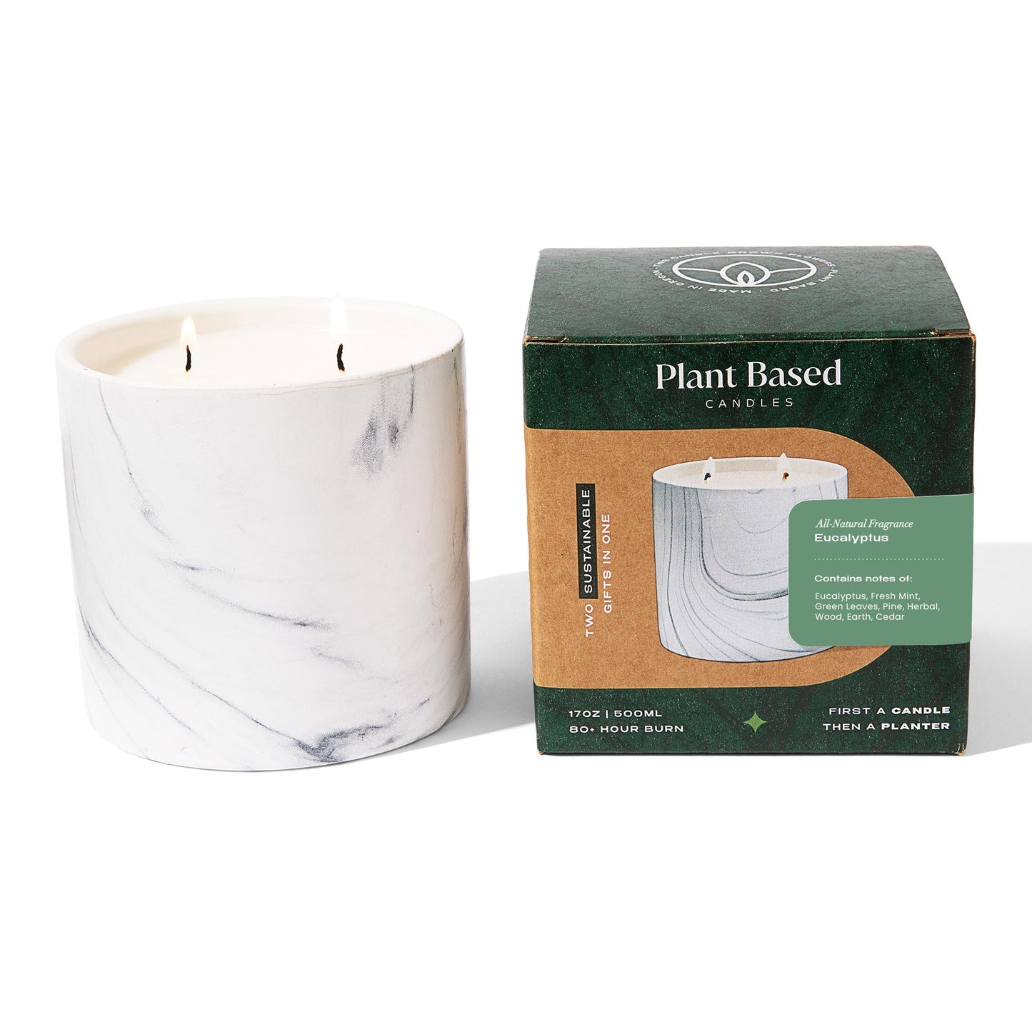 Natural Eucalyptus White Marble Candle 17oz