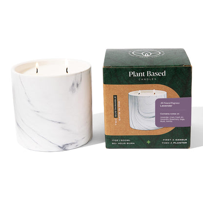 Natural Lavender White Marble Candle 17oz