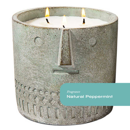 Natural Peppermint Stone Face Candle 27oz