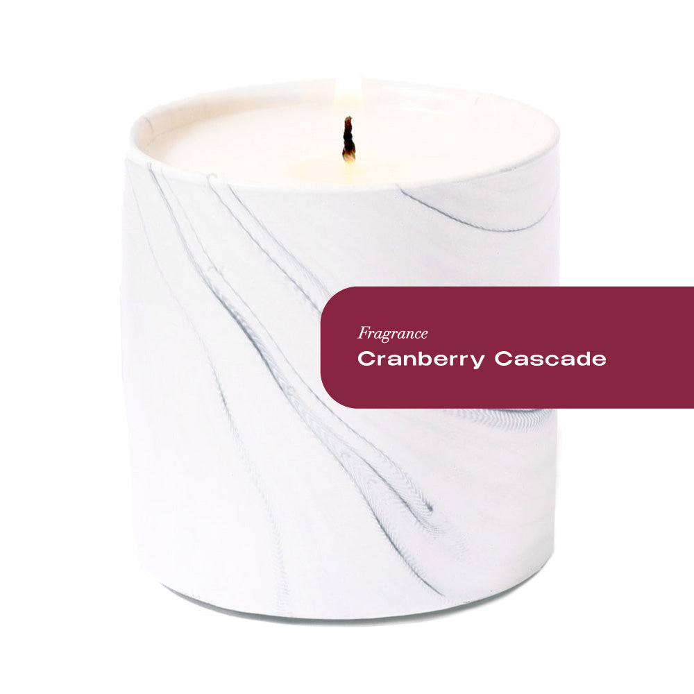 Natural Cranberry Cascade White Marble Candle 6oz